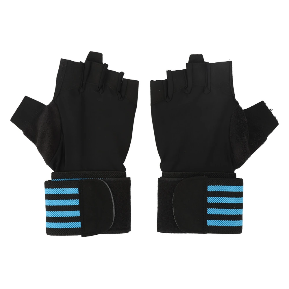 Workout Gloves Fingerless Full Palm Protection Excellent Grip Breathable Weight Lifting Exercise Gloves Blue XL