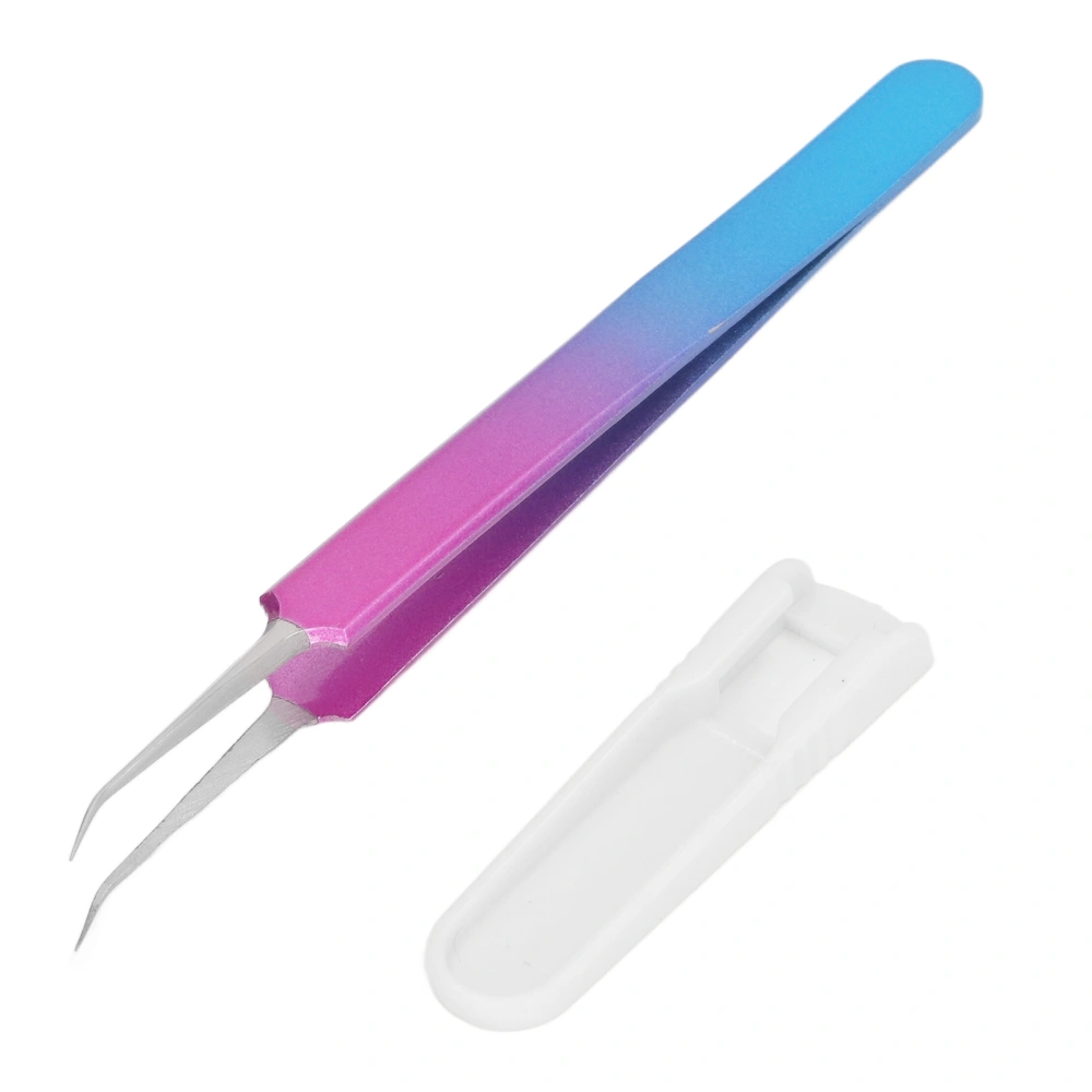 Straight Pointed Tweezer Multi Color Handle Pimple Extractor Remover Stainless Steel Tweezer with Protective Buckle