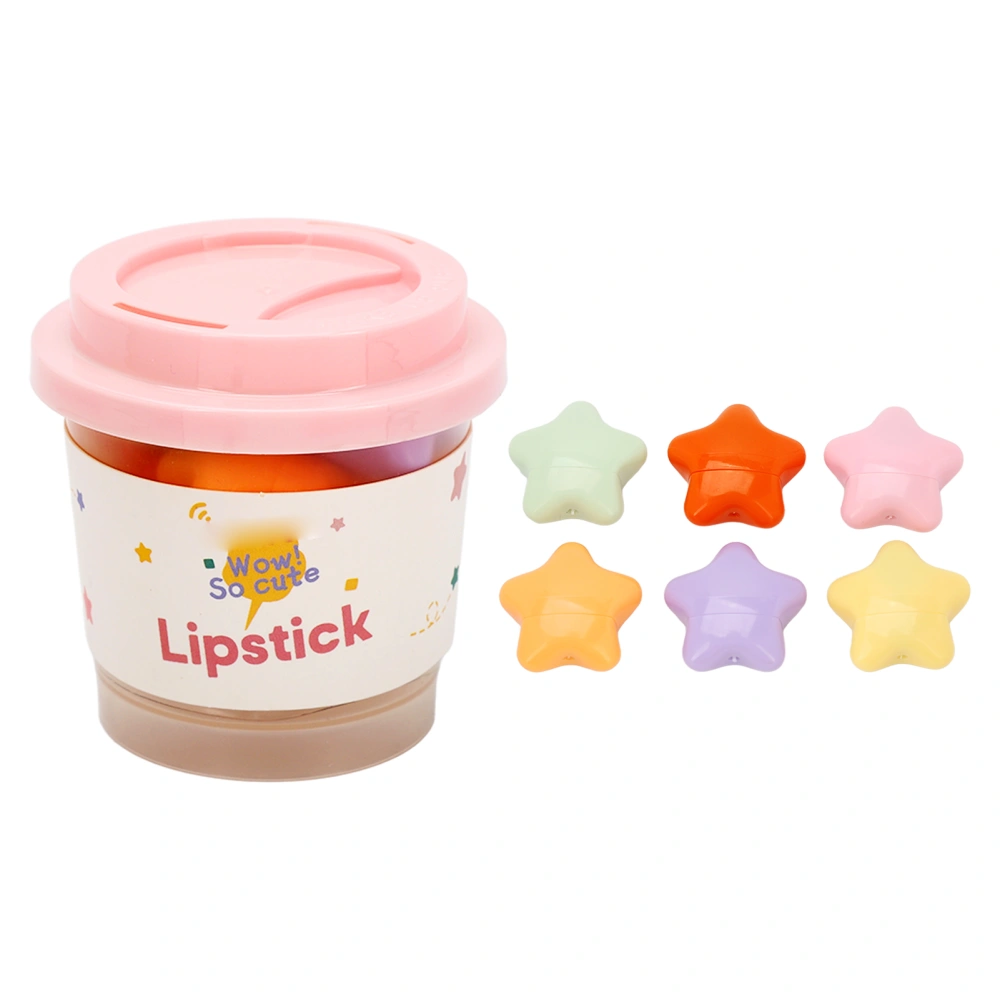 Stars Mini Lipstick 6 Colors Cute Matte Waterproof Long Lasting Star Capsule Lip Gloss DR055