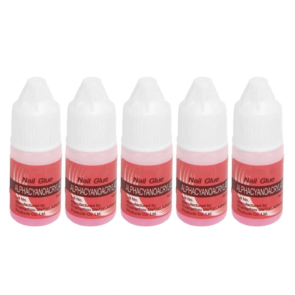 5pcs Nail Tips Glue Quickly Drying Fine Brush Nail Art Adhesive Glue for Rhinestone Decors