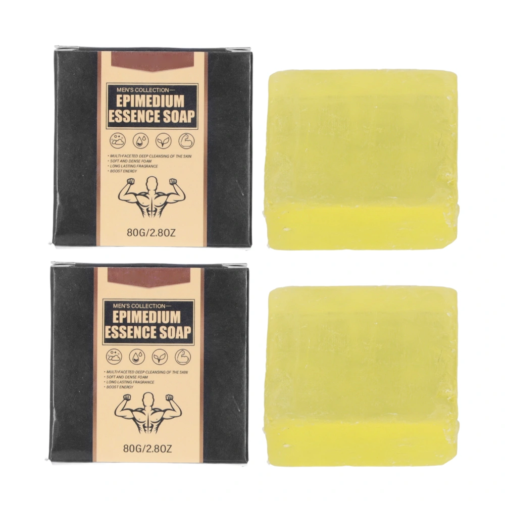 2pcs Epimedium Soap Deep Cleansing Dense Foam Herbal Extract Lasting Fragrance Men Care Epimedium Bar