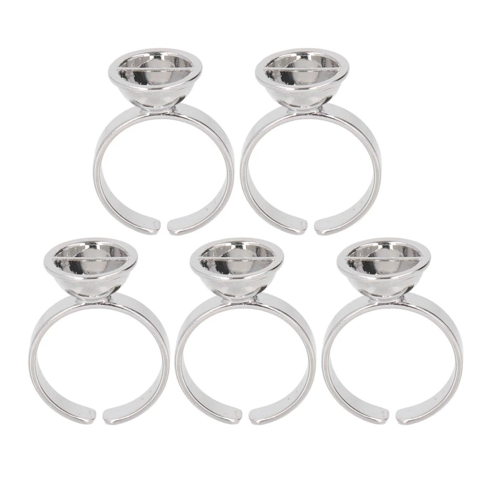 5pcs Microblading Ink Ring Cup Stainless Steel Tattoo Pigment Eyelash Extension Glue Holder Ring Silver S With Partition