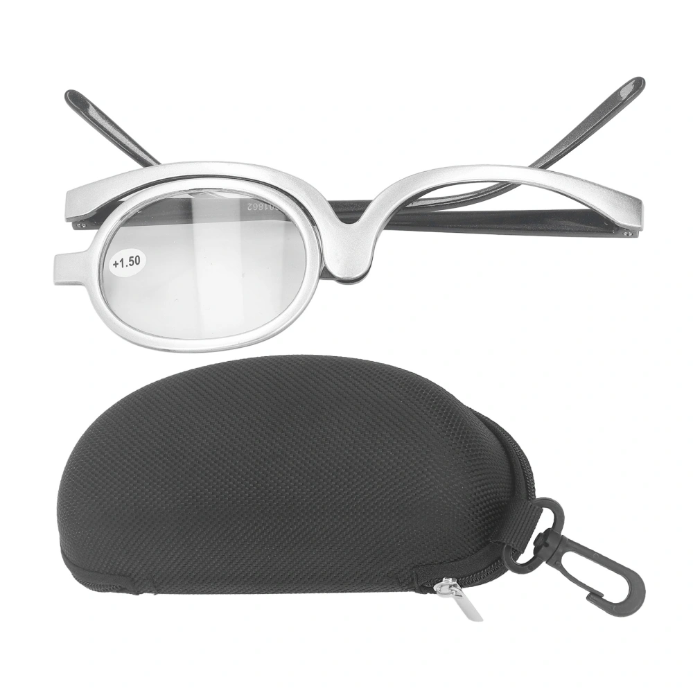 Makeup Reading Glasses Portable Magnifying Presbyopic Reading Glasses Flip Up Rotating Single Lens +1.50