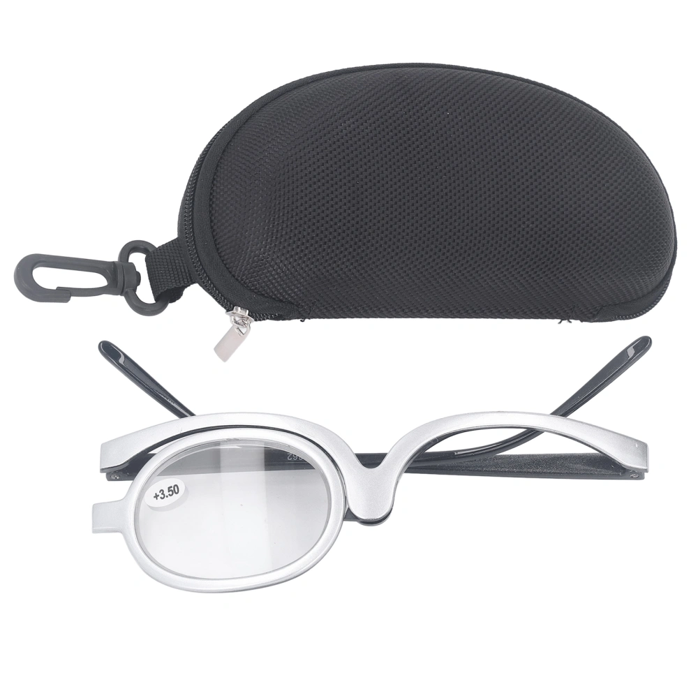 Magnifying Makeup Glasses Single Flip Up Lens Cosmetic Women Reading Glasses with Eyeglass Case +3.50