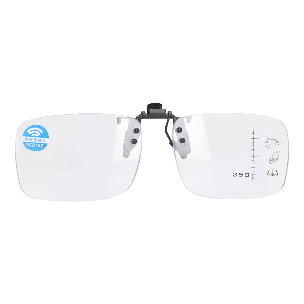 Multifocus Reading Glasses Blue Lighting Blocking Clear Eyesight Clip On Glasses for Elderly +250