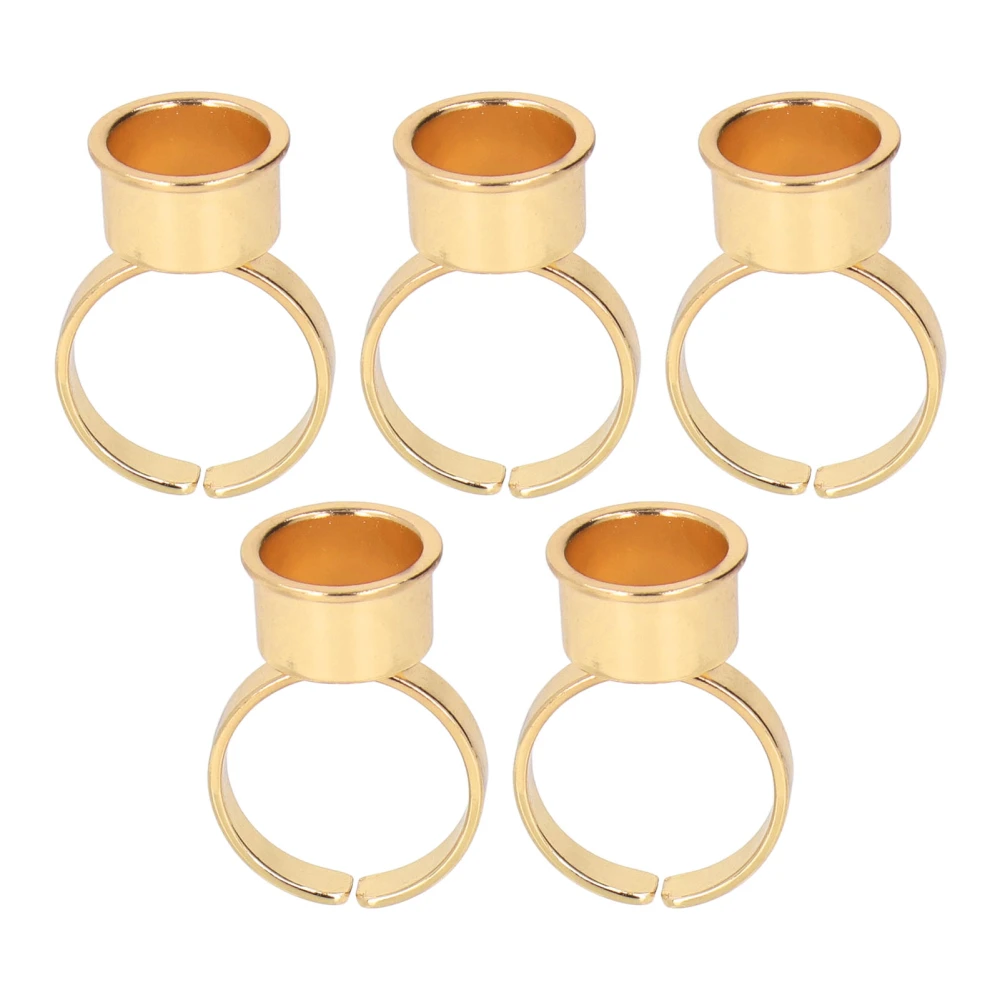 5pcs Eyebrow Lip Tattoo Ink Ring Cup Stainless Steel Microblading Pigment Eyelash Glue Holder Ring M Gold