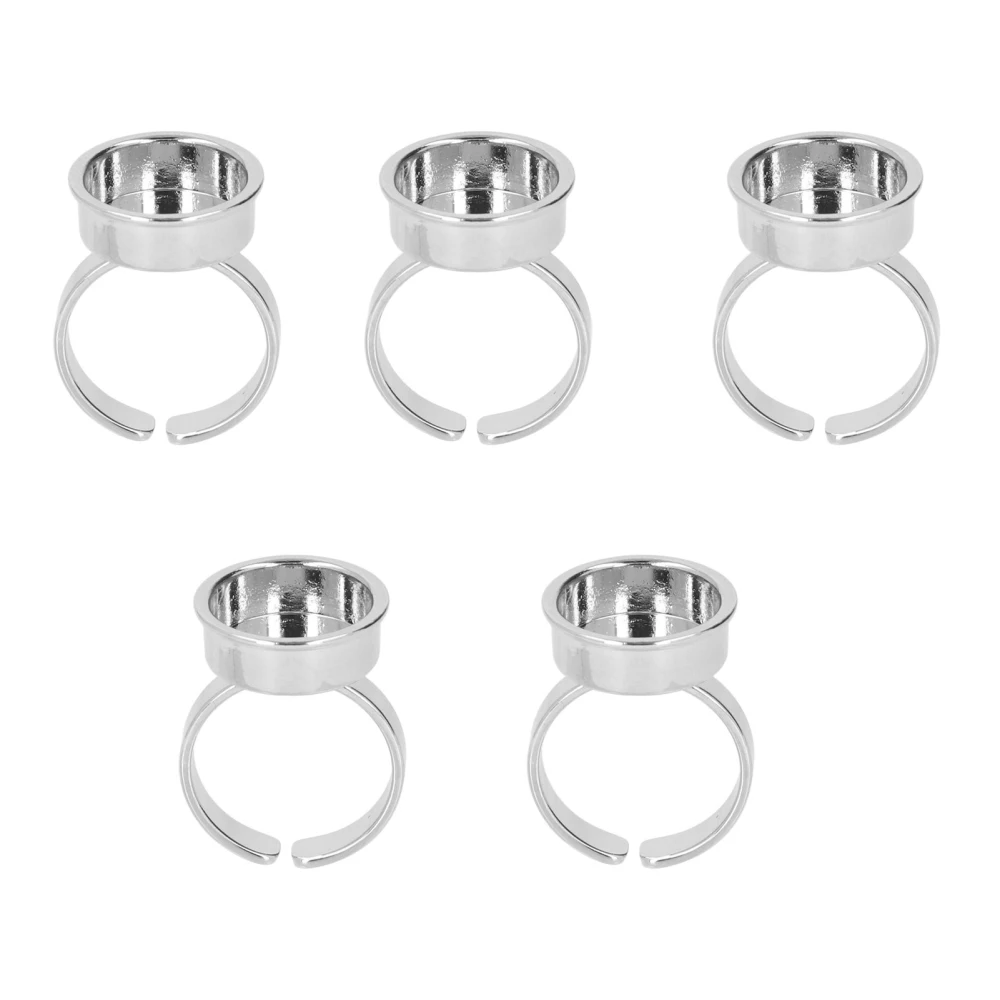 5pcs Tattoo Ink Ring Cup Stainless Steel Microblading Pigment Eyelash Extension Glue Holder Ring Silver L Without Partition