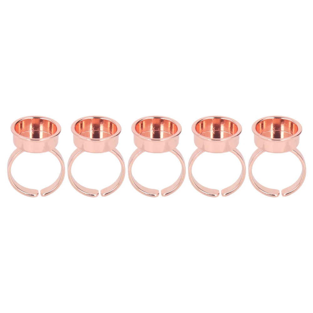 5pcs Microblading Ink Ring Cup Stainless Steel Tattoo Pigment Eyelash Extension Glue Holder Ring Rose Gold Without Partition