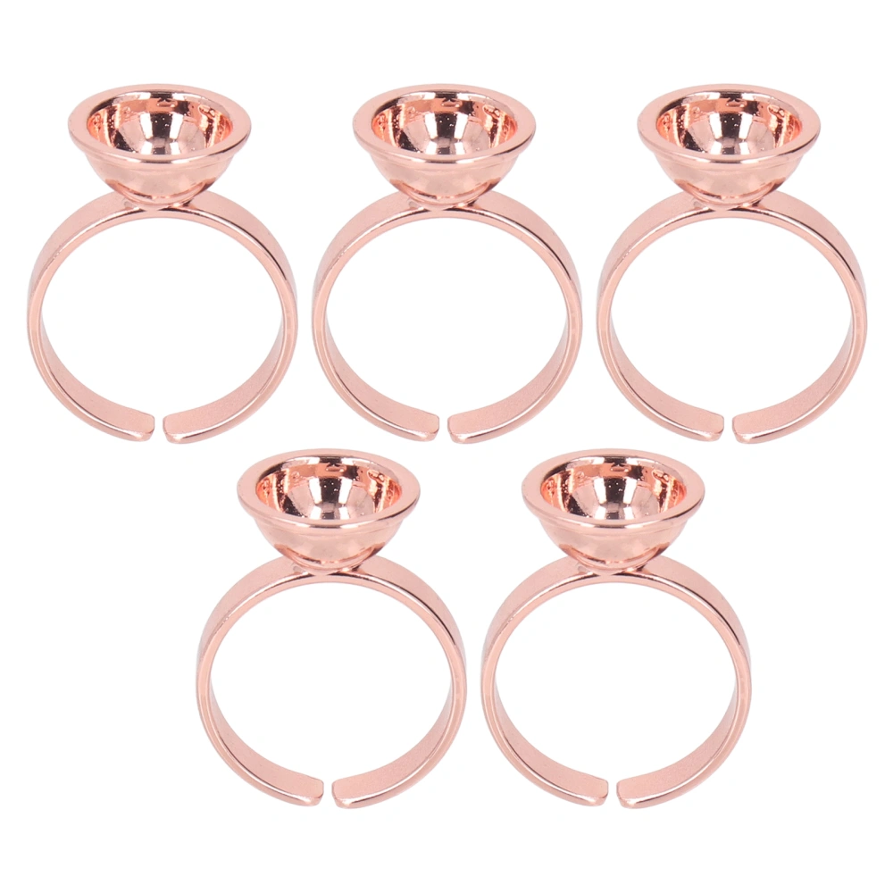 5pcs Pigment Ring Cup Reusable Stainless Steel Microblading Tattoo Ring Cup for Eyelash Artist Rose Red Large Without Partition