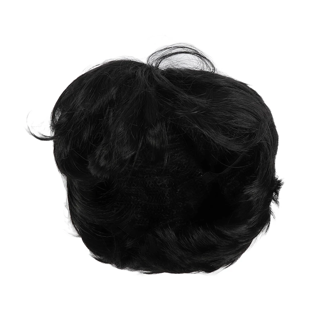 Men Wig Short Black Middle Part Fluffy Layered Synthetic Full Wigs for Cosplay Party Role Play