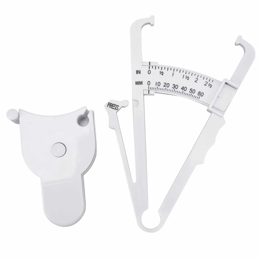 Skin Fat Caliper Press Type Clip Clear Scales High Accuracy mm Inch Body Measure Tape White