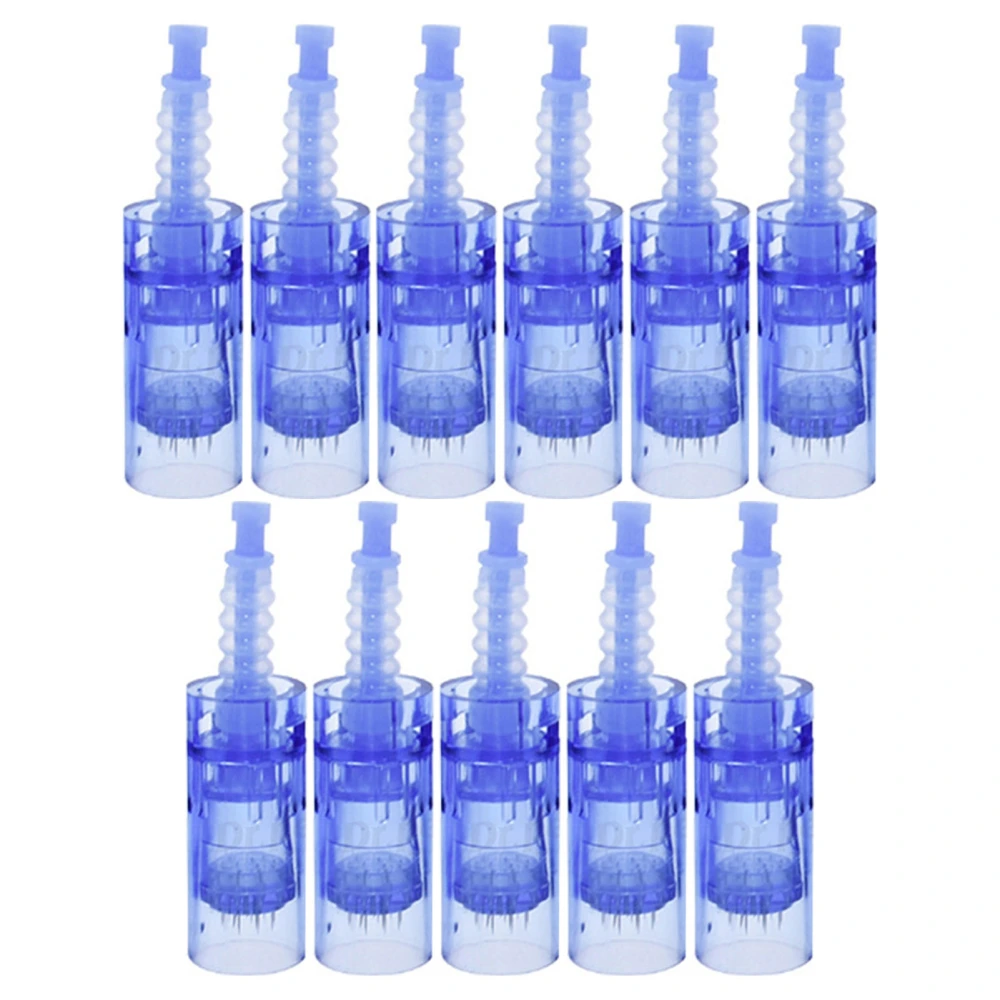 11 Pcs Microneedling Needle Bayonet Type Short Blue Micro Needle Cartridges Replacement for A6 12 Pins