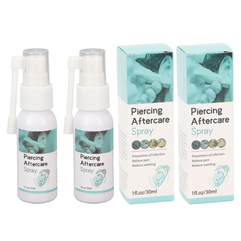 2pcs 30ml Piercing Aftercare Spray Relieve Swelling Odor Removal Ear Hole Cleansing Solution