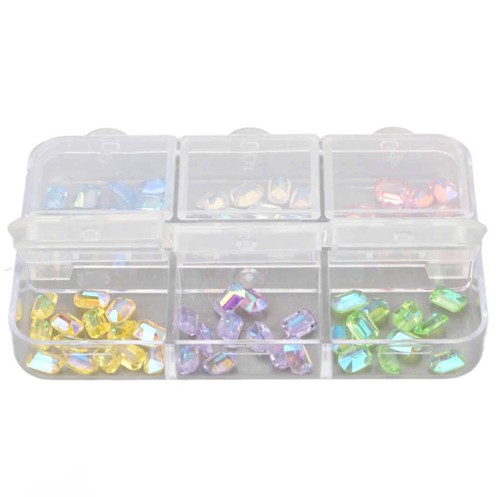 Nail Art Accessories 6 Boxes Nail Rhinestones DIY Nail Crystals Octagonal Shape Rhinestones