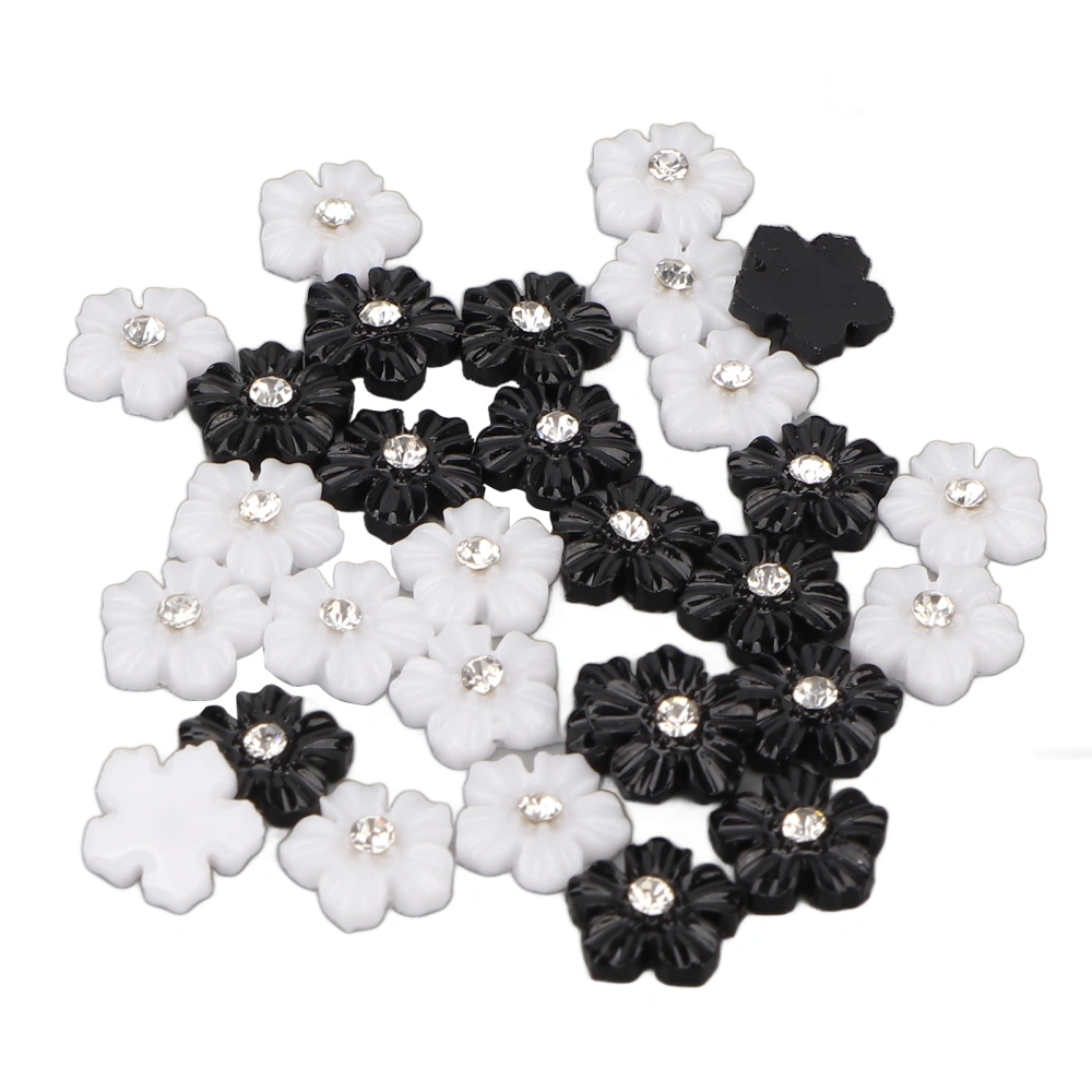 3D Flower Nail Art Decorations Black White 5 Petal Flower Nail Ornaments for DIY Nail Decoration