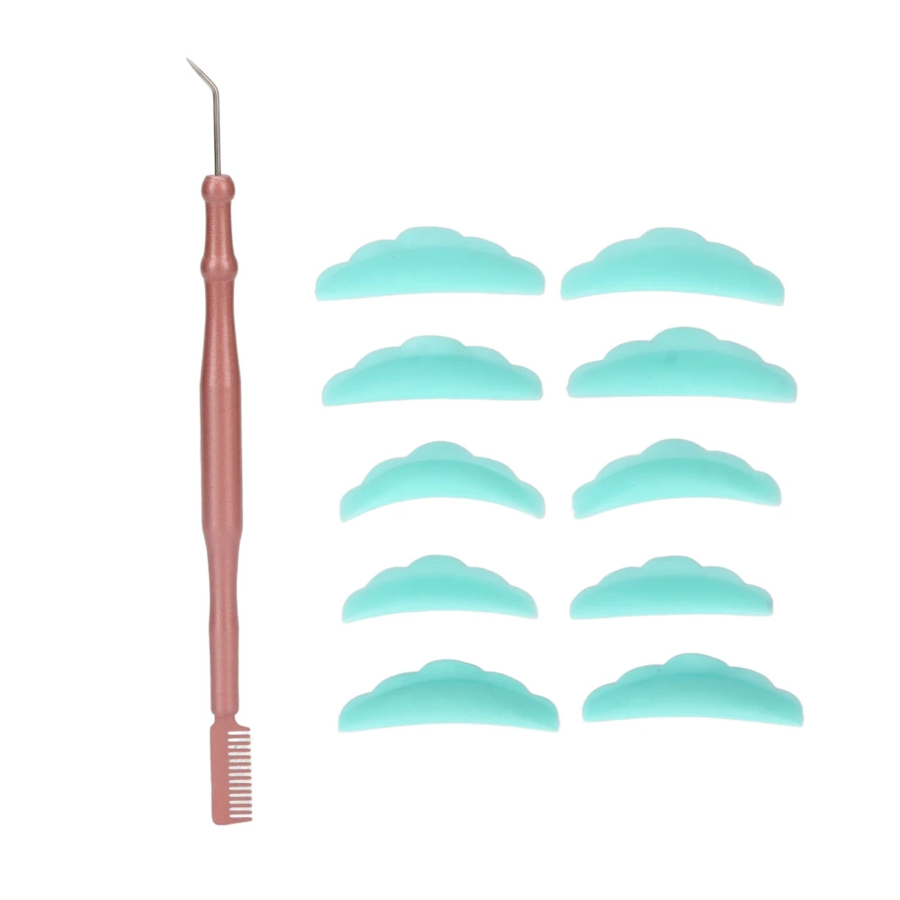 Double Ended Eyelash Perm Tool Stainless Steel Lash Separator Tint Tool with Eyelash Pads for Beauty Salon Rose Gold