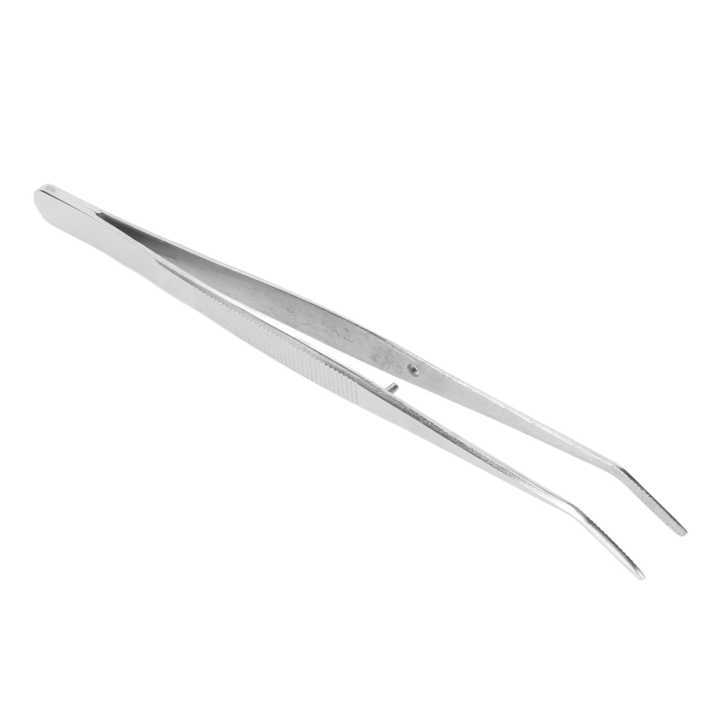 Curved Tip Tweezers High Accuracy Polished Finish Rust Prevention Stainless Steel Dental Tweezers for Denture Teeth Cleaning