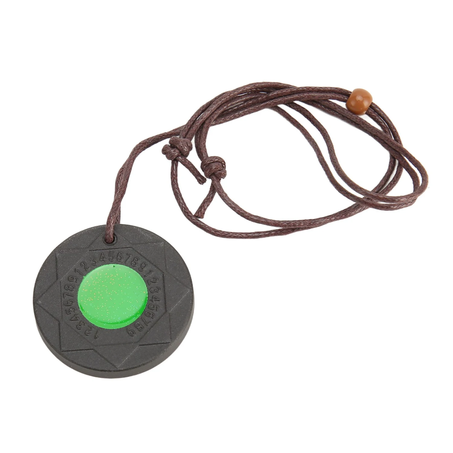 Volcanic Lava Energy Stone Pendant Green Core Promote Circulation Adjustable Round Shape Negative Ion Necklace