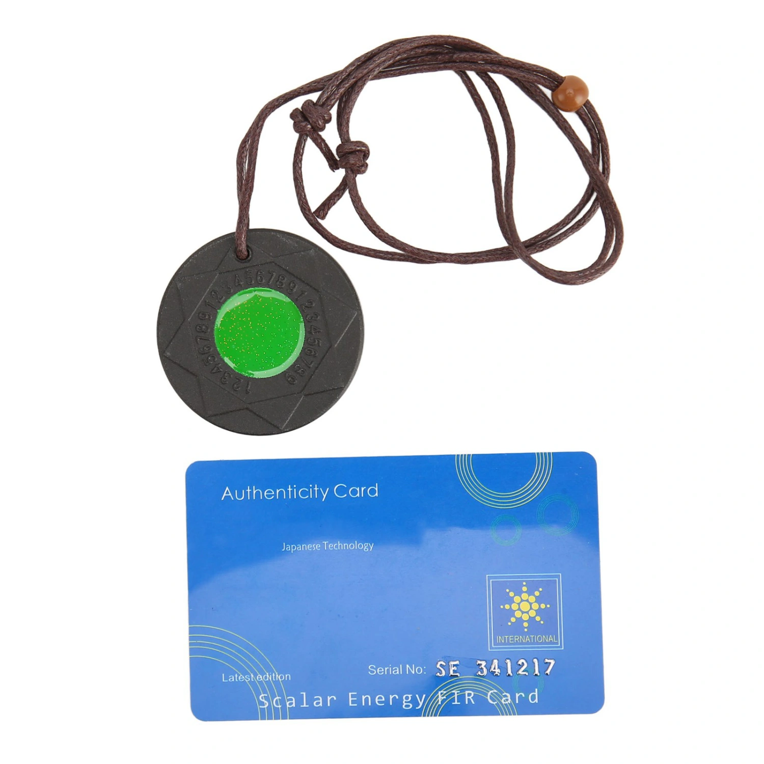 Volcanic Lava Energy Stone Pendant Green Core Promote Circulation Adjustable Round Shape Negative Ion Necklace