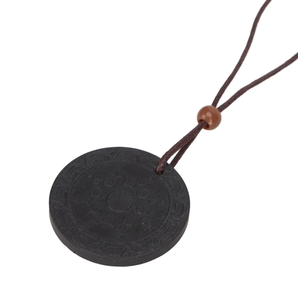 Volcanic Stone Pendant Necklace Men Women Exquisite Engraved Energy Stone Necklace for Office Work