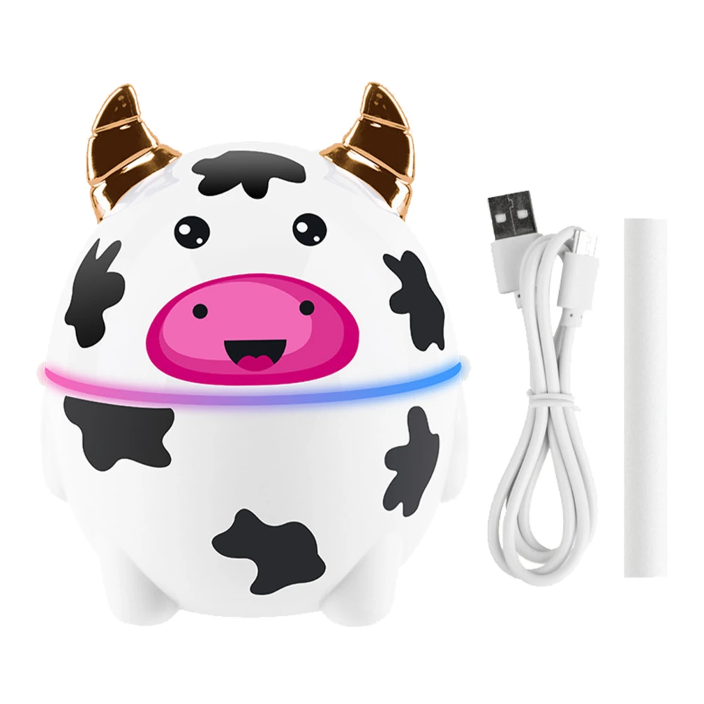 Cute Pet Humidifier Fine Mist Moisturizing Lighting Desktop Humidifier for Bedroom Office 230ml Cow