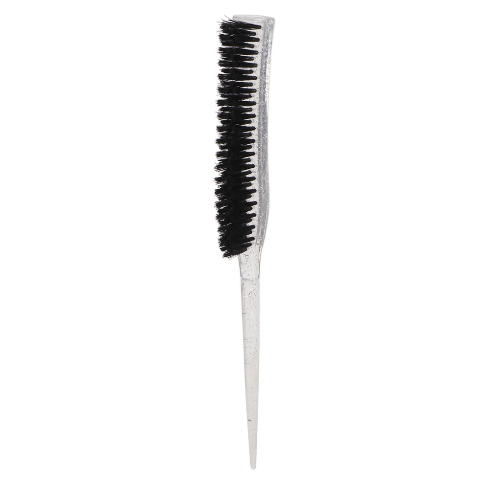 Rat Tail Teasing Brush Glitter Handle Soft Nylon Back Combing Teasing Hair Brush for Back Combing Silver