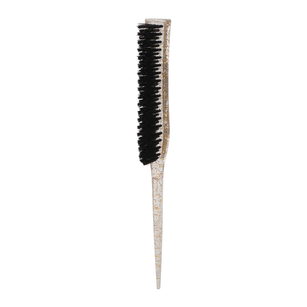 Rat Tail Teasing Brush Glitter Handle Soft Nylon Back Combing Teasing Hair Brush for Back Combing Gold