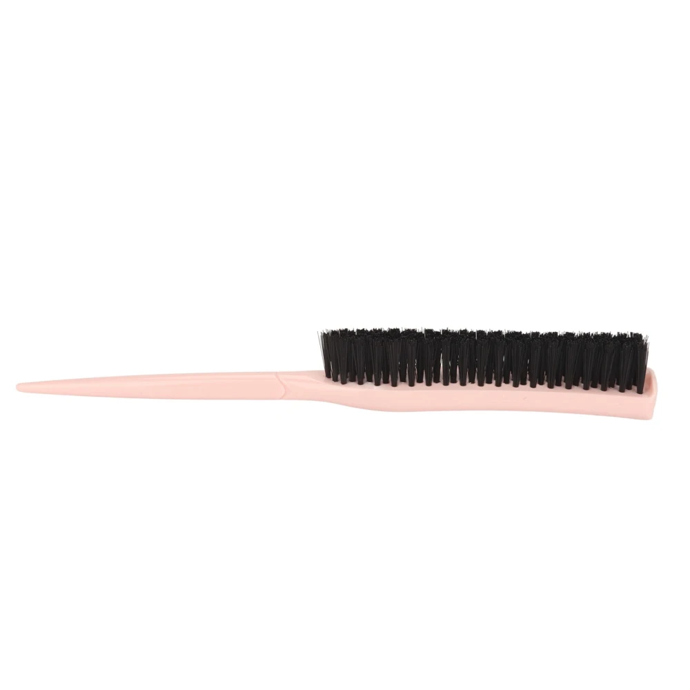 Hair Teasing Brush 3 Row Nylon Add Volume Ergonomic Portable Hair Styling Rat Tail Brush for Salon Pink