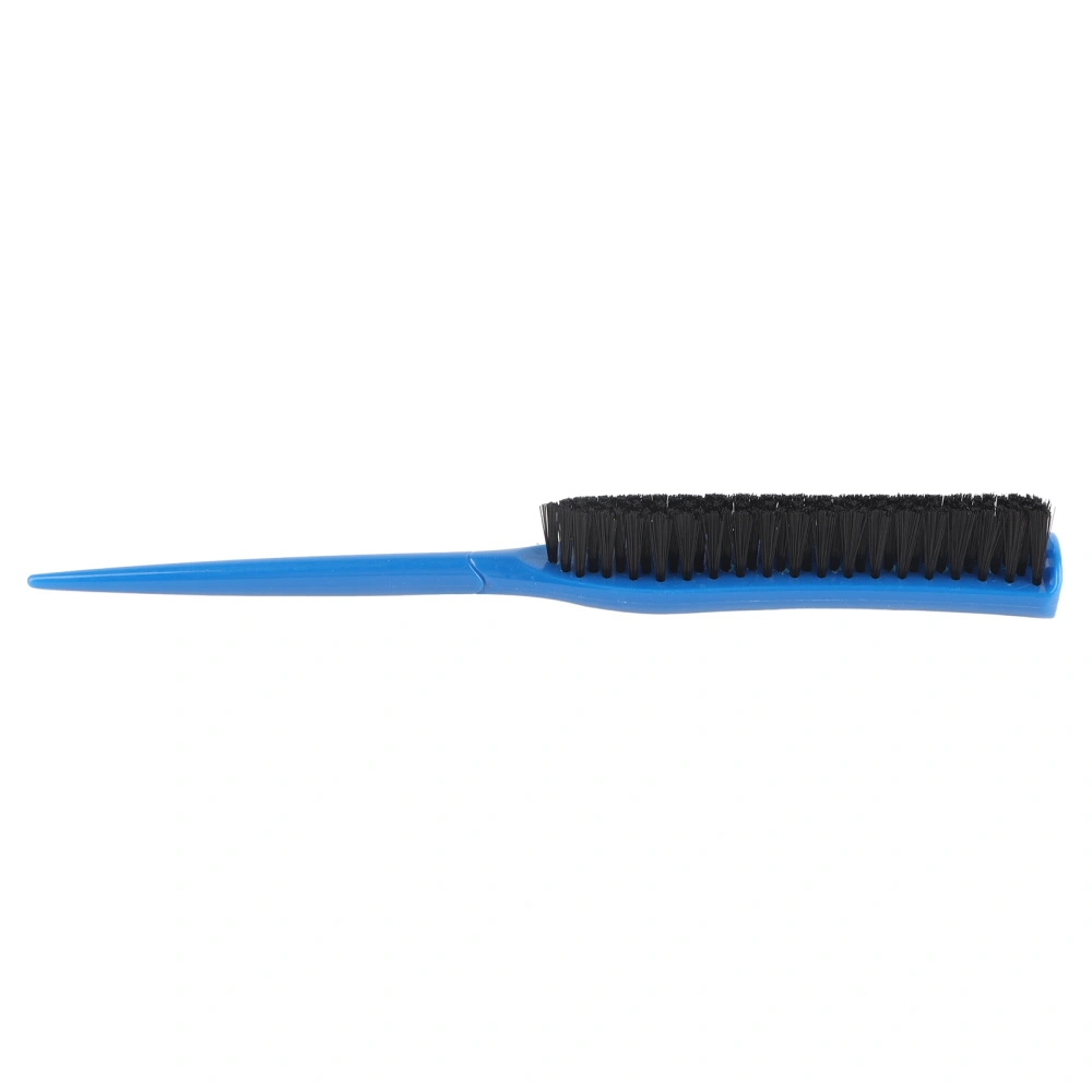 Hair Teasing Brush 3 Row Nylon Add Volume Ergonomic Portable Hair Styling Rat Tail Brush for Salon Blue