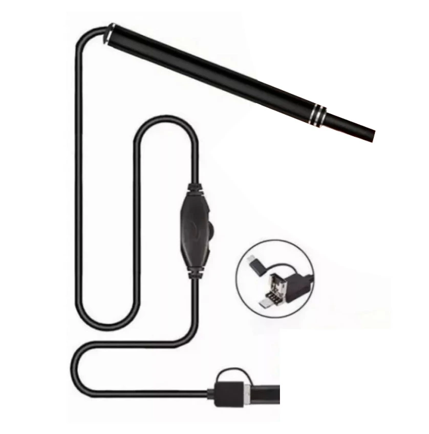 Digital Otoscope Camera Ultra Clear View 6 LED Lights IP67 Waterproof Ear Scope Endoscope for Android OTG Black 5.5mm