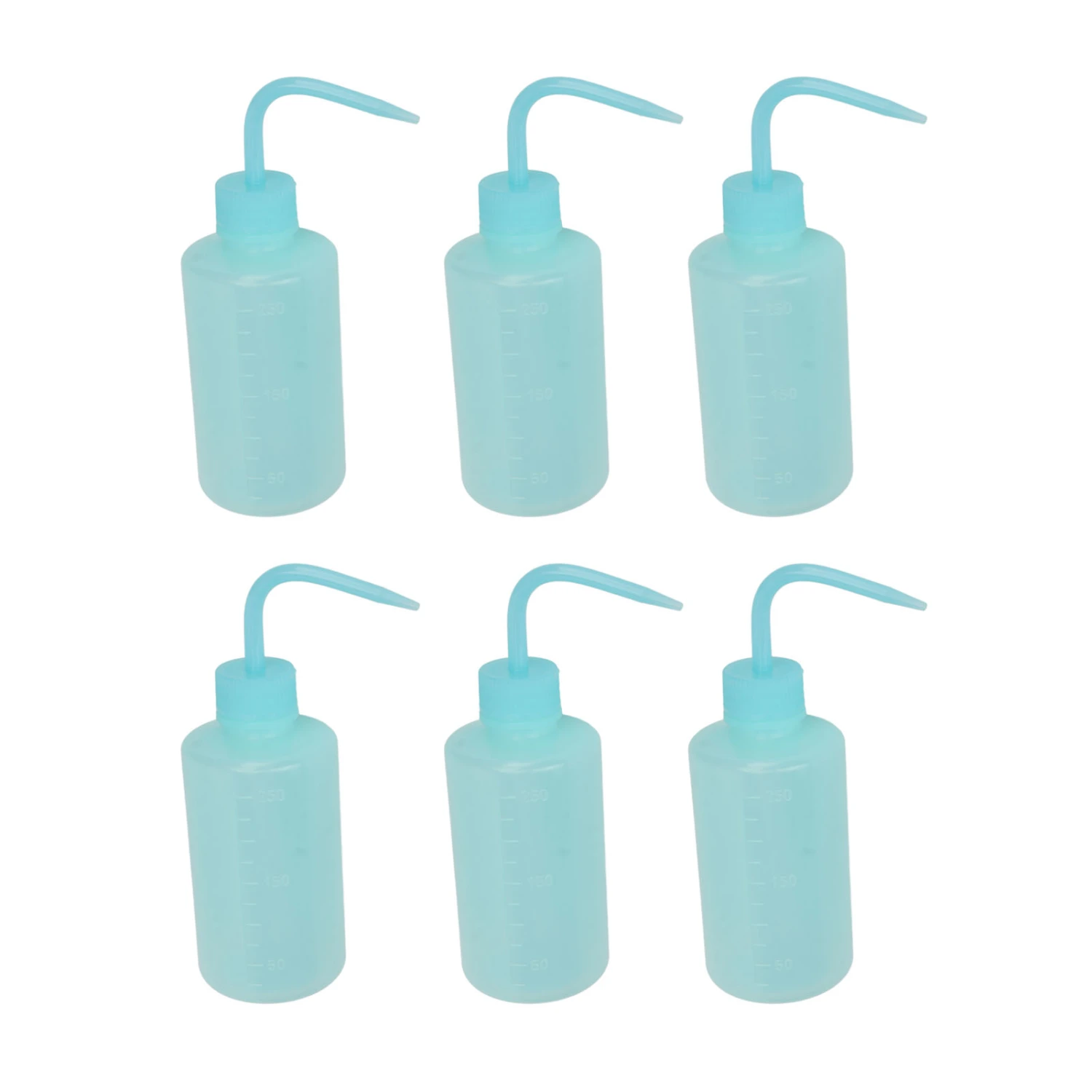 6pcs Safety Wash Bottle 250ml Cleaning Tattoo Squeeze Bottle with Narrow Mouth for Tattooist Blue