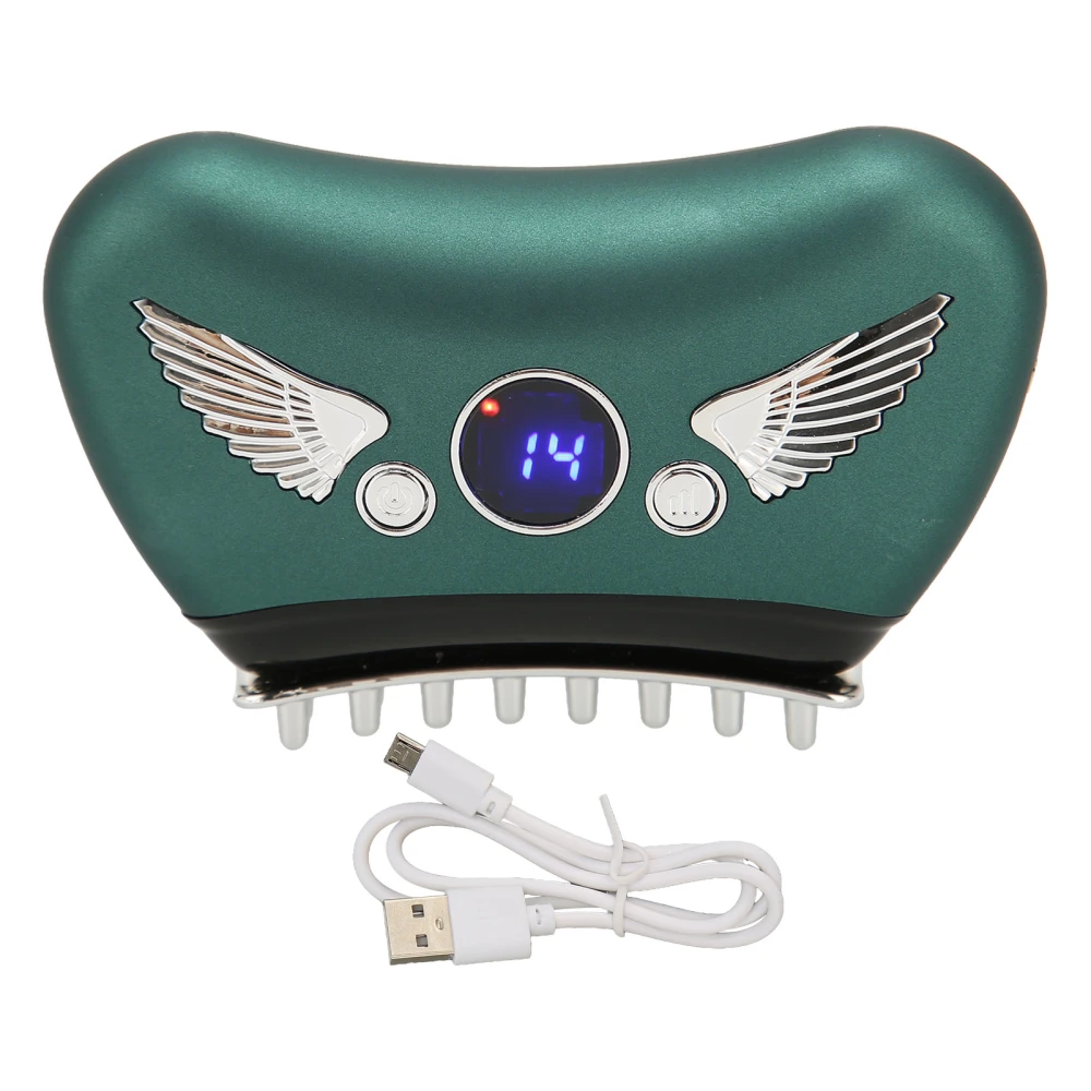 Electric Meridian Brush 16 Levels Hot Compress Microcurrent Rechargeable Sculpting Machine Double Wings Green