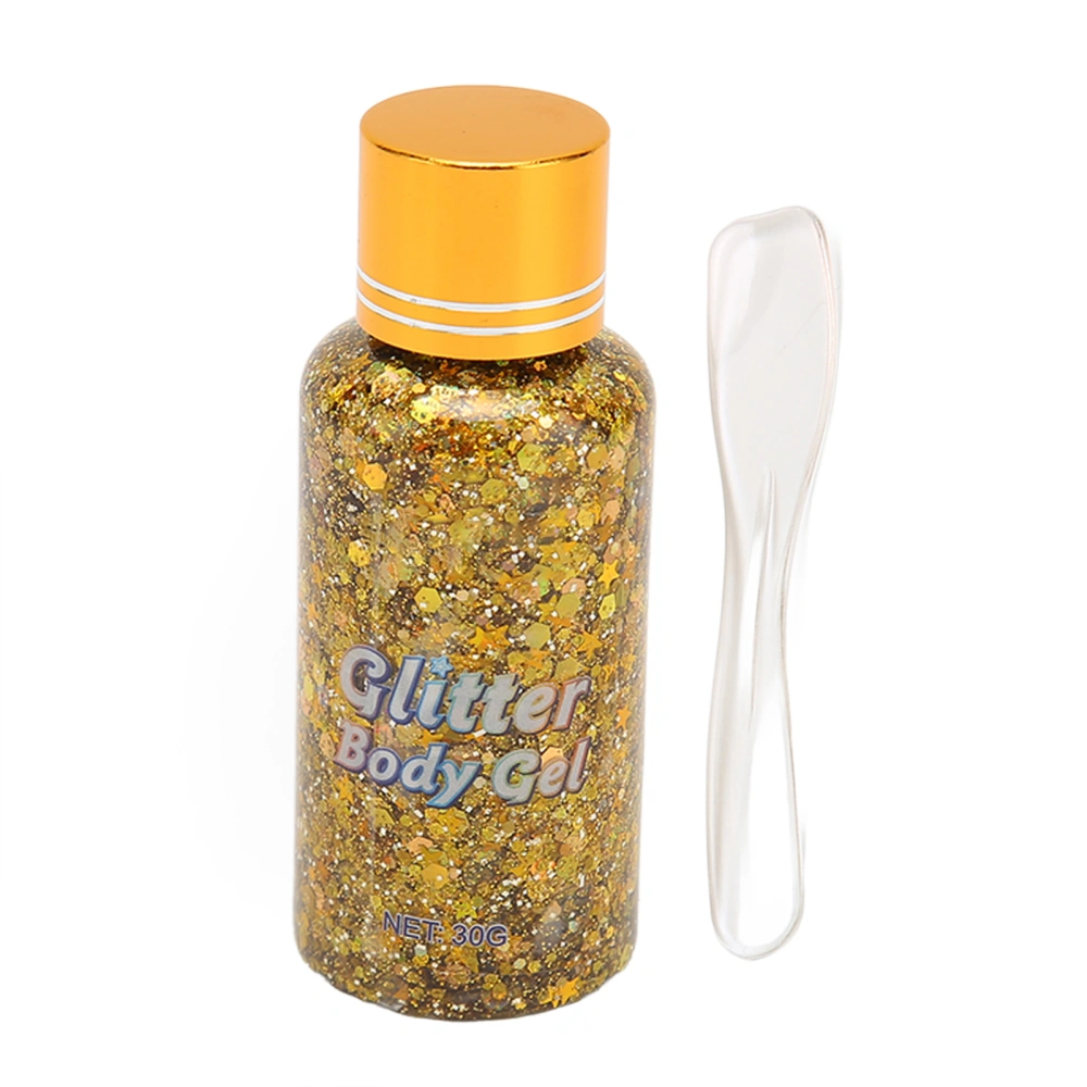 Makeup Sequins Face Glitter Gel Shiny Delicate Glitter Body Gel for Bar Halloween Party Gold 1.1oz