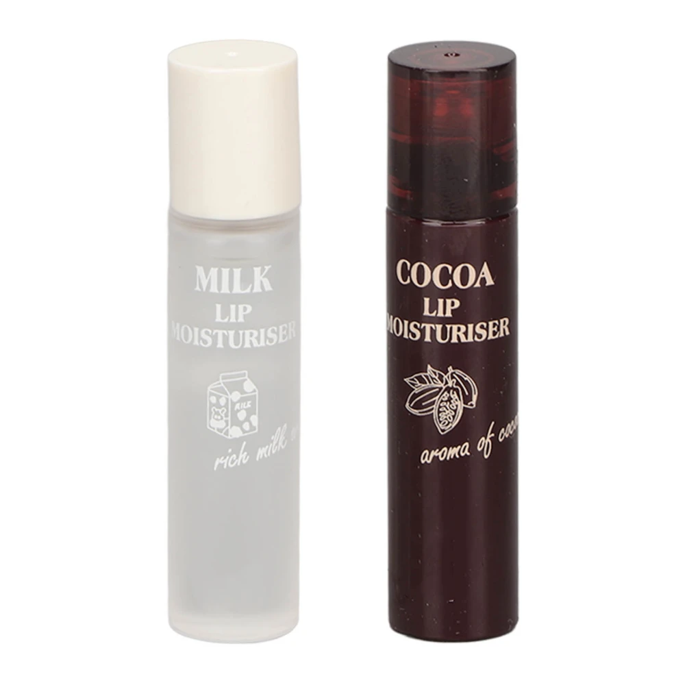 2pcs 5ml Moisturizing Cocoa Bean Milk Lip Oil Hydrating Nourishing Day Night Repair Roll On Lip Gloss