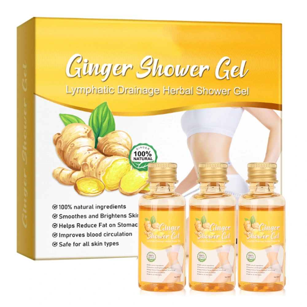 3pcs 30ml Ginger Shower Gel Moisturizing Refreshing Gel Body Wash Plant Nourishing Body Wash