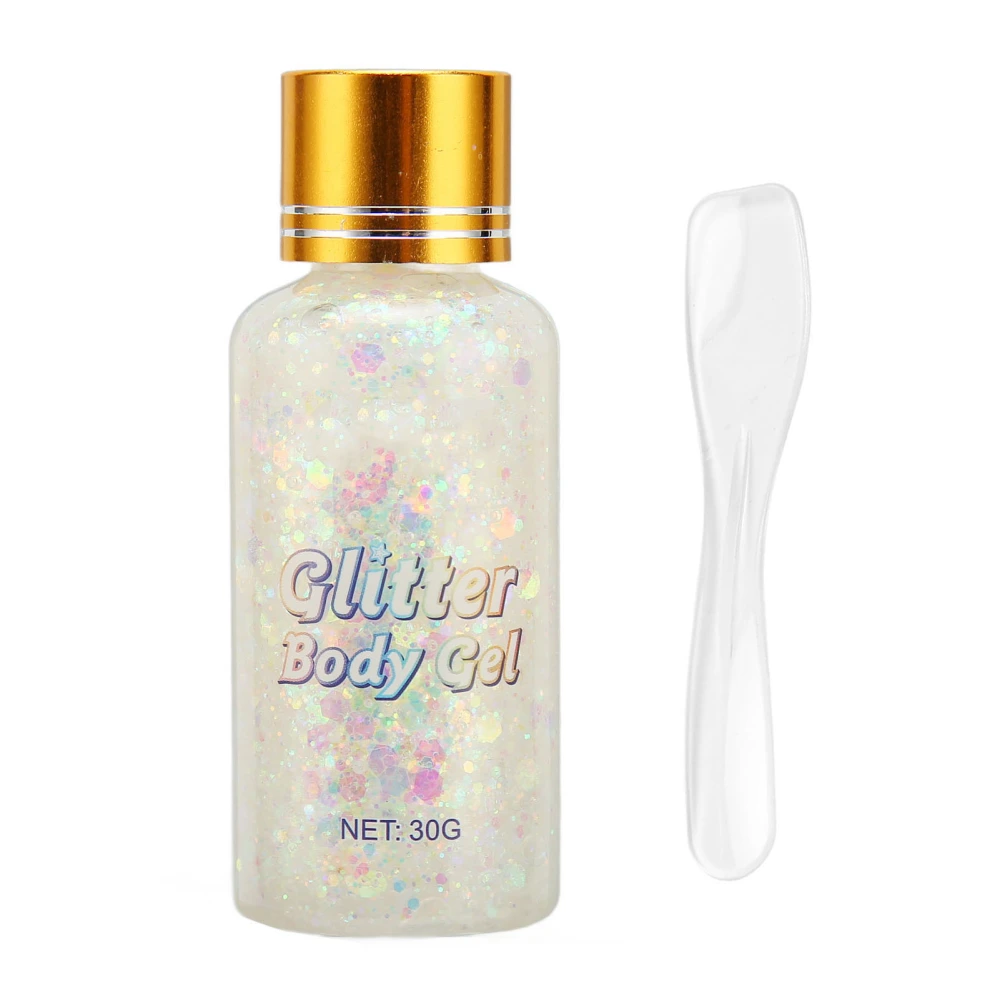 30g Body Glitter Holographic Glitter Liquid for Festival Make Up Face Glitter Sequins Chunky Pearl White