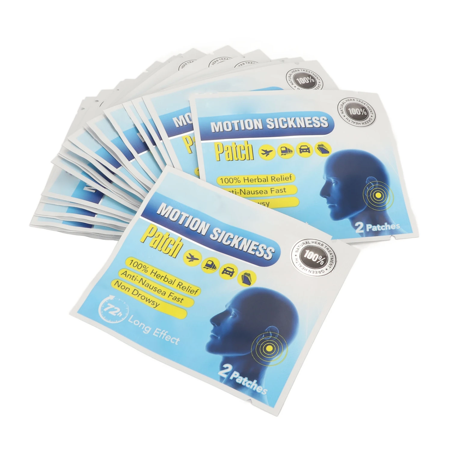 40pcs Motion Sickness Patch Portable Herbal Extract Mild Seasick Patches for Cruise Plane Train Bus