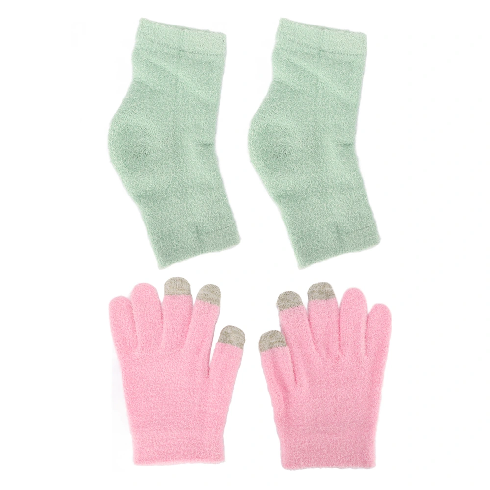 Pink Moisturizing Hand Gloves Touch Screen Prevent Cracked Skin Green Elbow Gel Cover