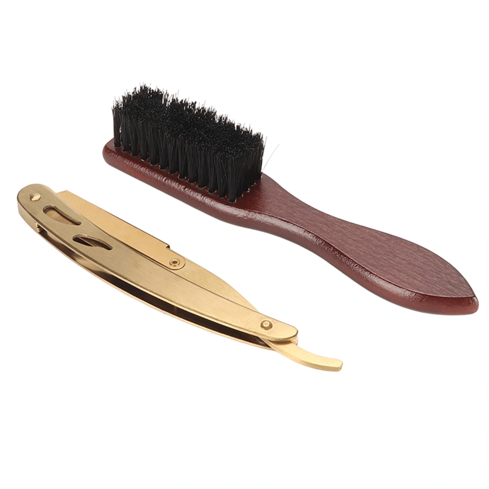 Beard Blade Holder Set Metal Multifunctional Ergonomic Broken Hair Cleaning Beard Grooming Brush