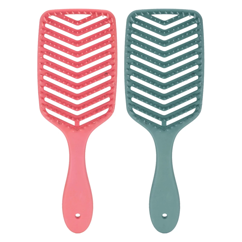 2pcs Paddle Detangling Vent Brush Wet Dry Round Comb Teeth Beard Vent Massage Brush Rose Red Dark Green