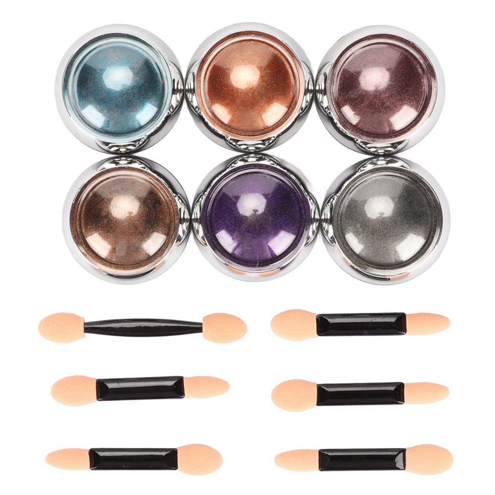 6 Colors Nail Art Mirror Powder Metallic Decoration Manicure Mirror Powder with Eye Applicator