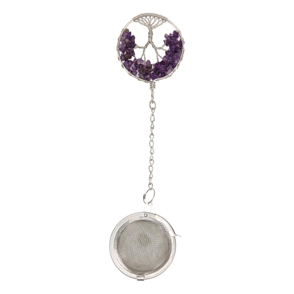 Tea Infuser Artificial Crystal Stone Tea Strainer Stainless Steel Diffuser With Fine Mesh Chain Amethyst