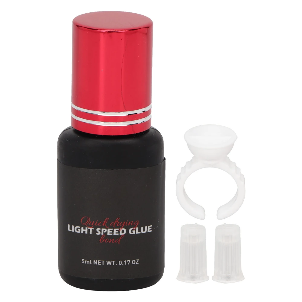 Eyelash Extension Glue Quickly Drying Strong Adhesive Lasting Beauty Lashes Glue with Holder Ring 5ml