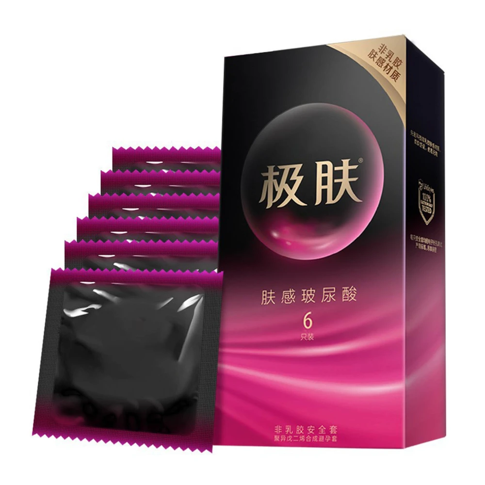 6pcs Condoms Hyaluronic Acid Lubricating Ultrathin Super Elasticity Adult Latex Condoms