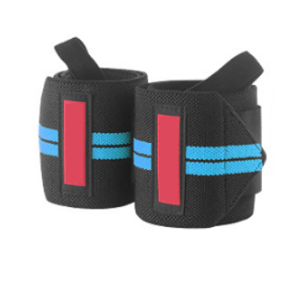 1 Pair Sport Wrist Brace Adjustable Compression Strap Wrist Band Support Wrap for Gym Black Blue