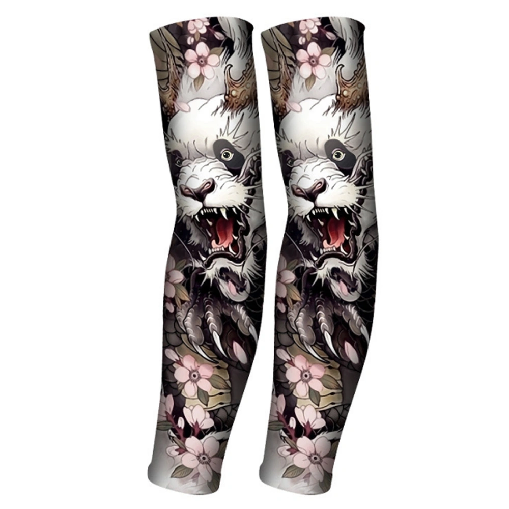 Tattoo Sleeves Colorful Print Ice Silk Breathable Seamless Sunscreen Arm Protective Sleeve for Cycling