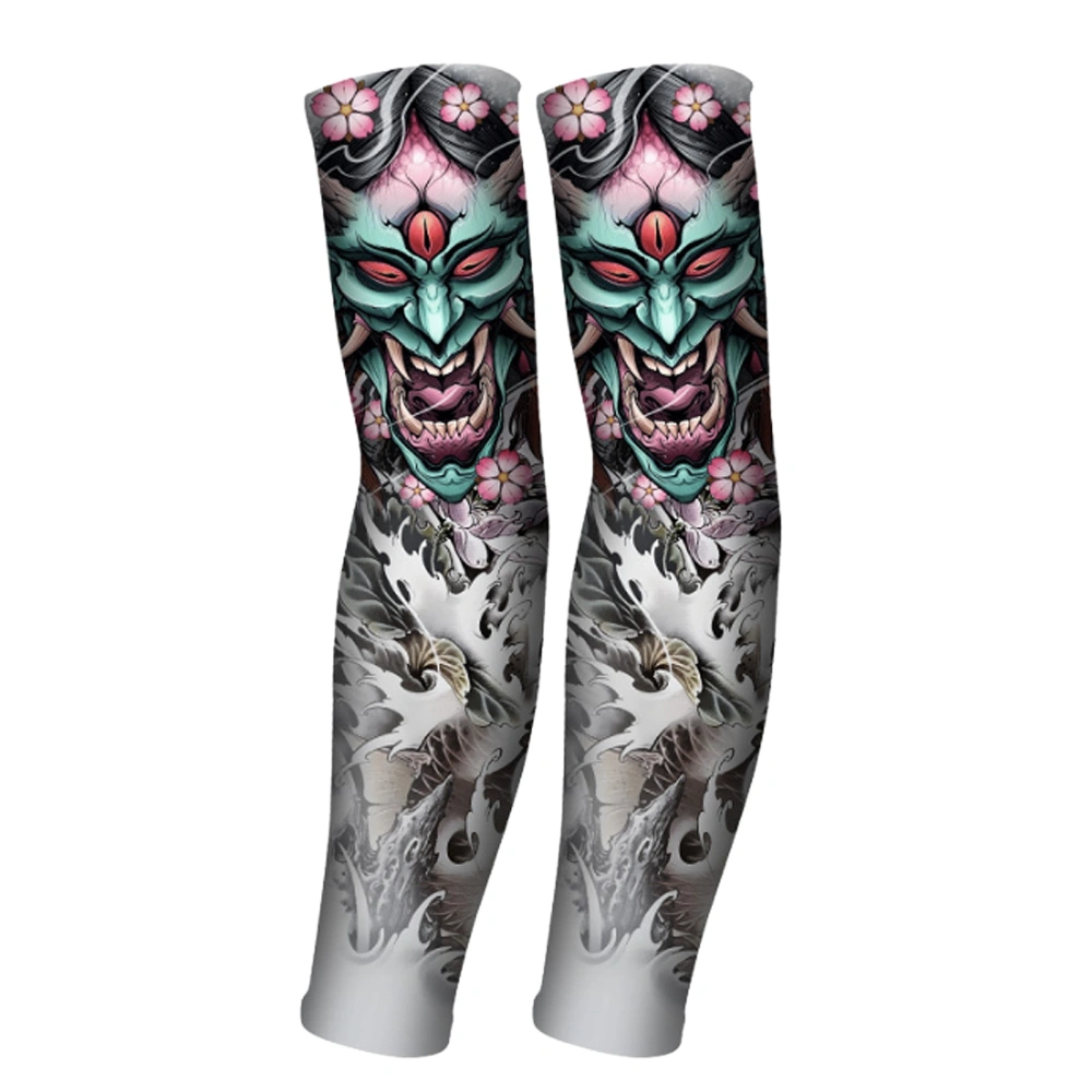 Cover Up Arm Sleeve Ice Silk Elastic Printed Sun Protection Tattoo Sleeves for Cycling Men Women