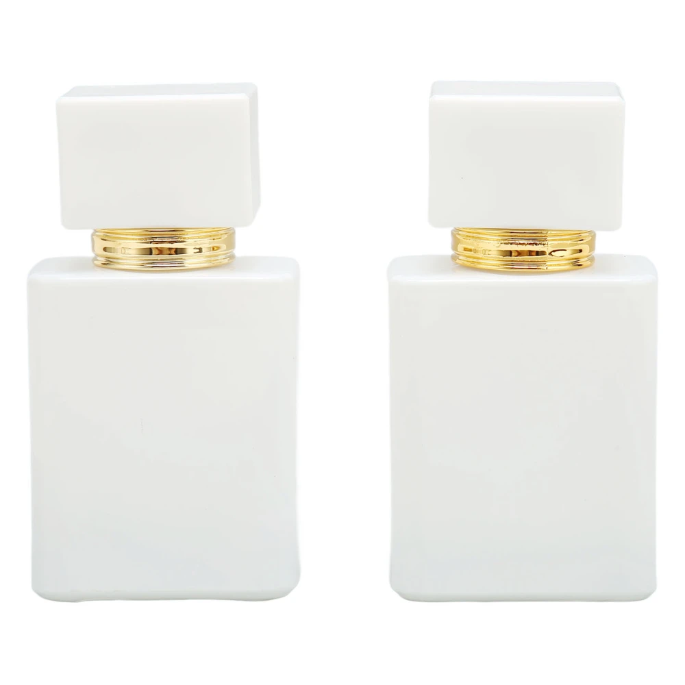 2pcs Empty Glass Perfume Bottle Large Capacity Golden Nozzle Glass Perfume Bottle Atomizer White 30ml