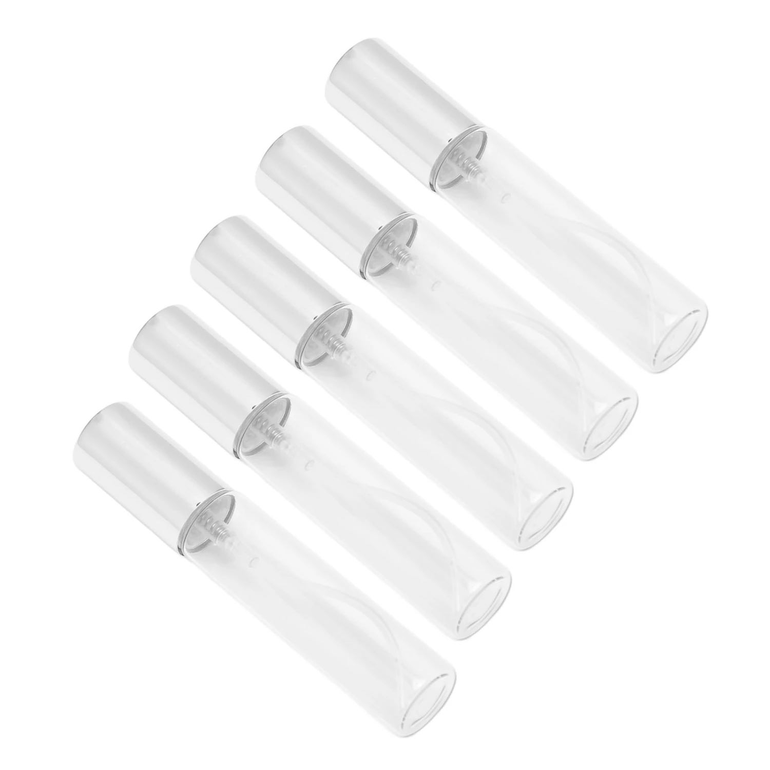 5pcs Clear Glass Perfume Bottles Silver Nozzle 10ml Cylinder Shape Refillable Empty Perfume Bottle