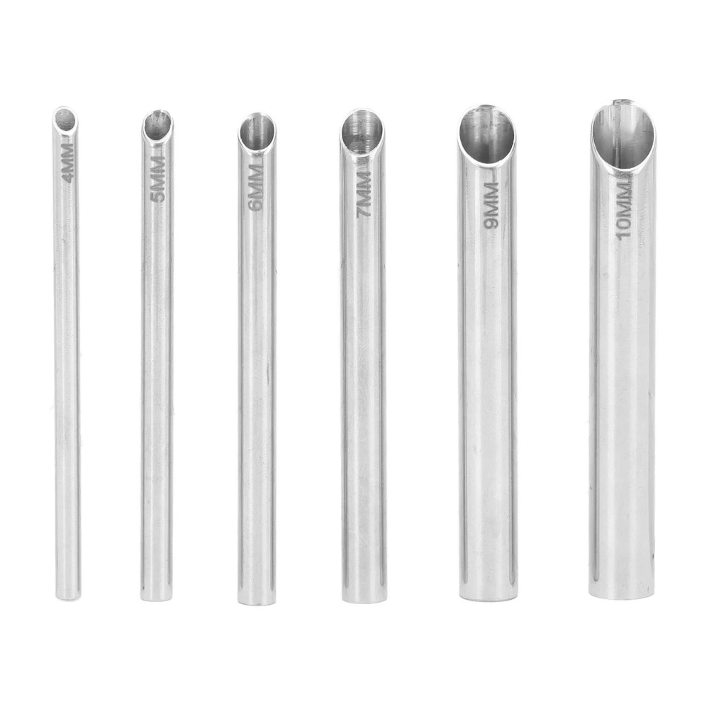 6pcs Piercing Needles Receiving Tubes Stainless Steel Body Jewelry Piercing Receiver (4mm 5mm 6mm 7mm 9mm 10mm)